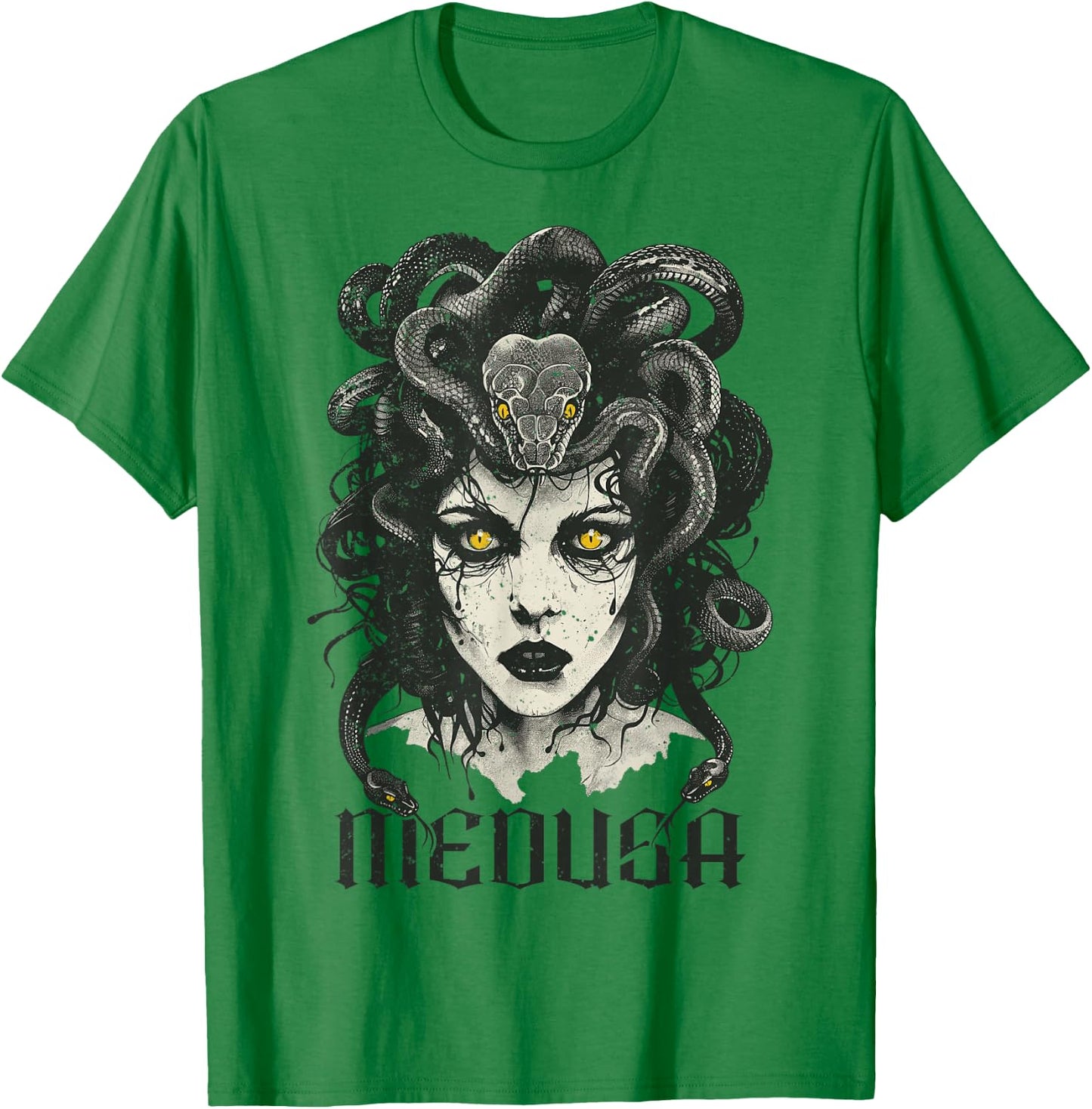 Medusa Greek Mythology Goddess with Snake Hair T-Shirt - T-Shirt | Irish Green
