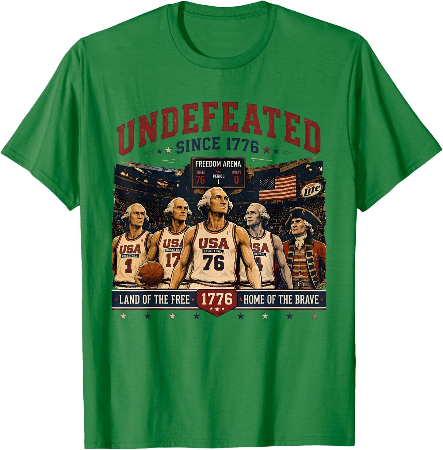 4th of July Basketball Undefeated Since 1776 250 Years T-Shirt - T-Shirt | Irish Green