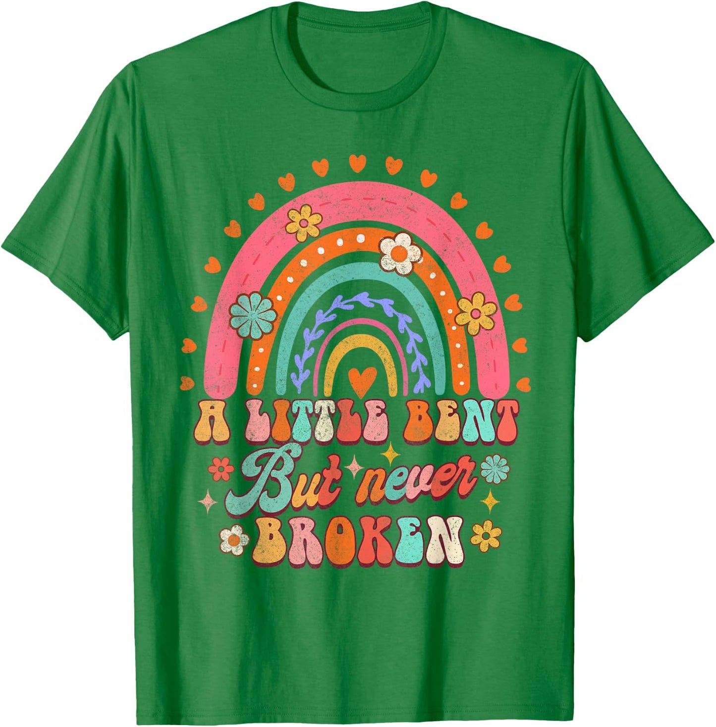 A Little Bent But Never Broken Scoliosis Awareness Rainbow T-Shirt - T-Shirt | Irish Green