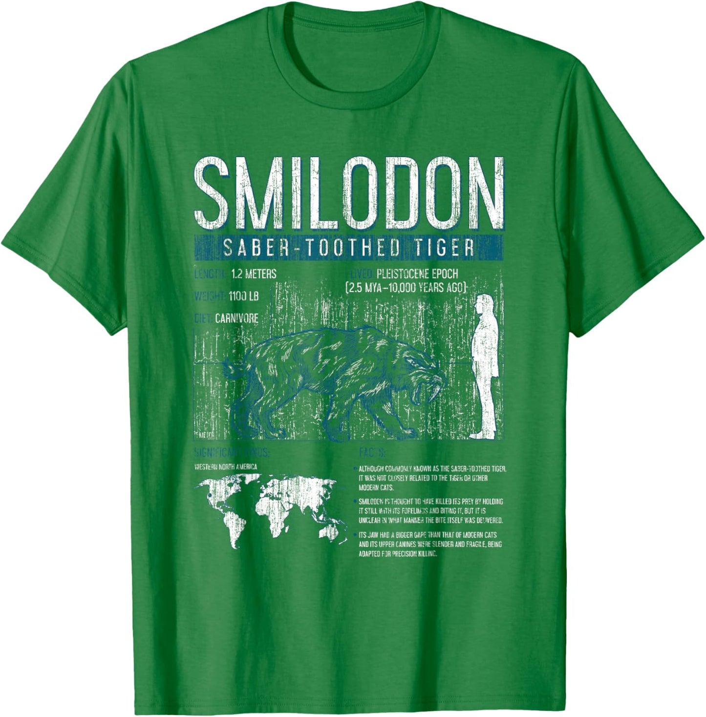 Prehistoric Shirt - Smilodon Saber-Toothed Tiger Shirt T-Shirt - T-Shirt | Irish Green