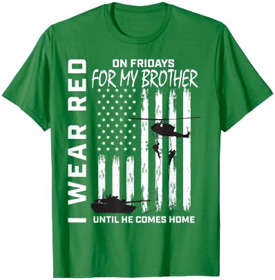 Red Friday Deployed Brother Military Support Troops USA Flag T-Shirt - T-Shirt | Irish Green