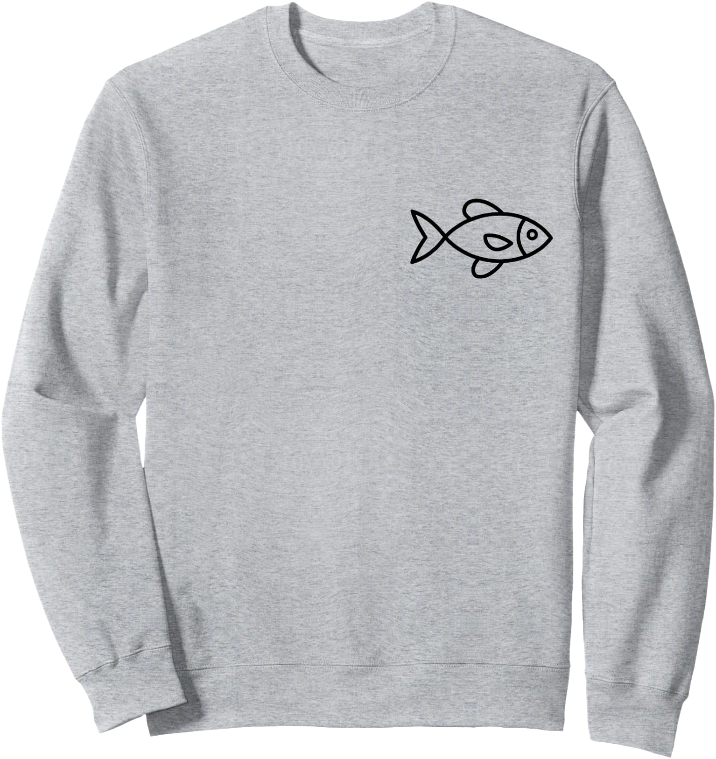 Minimalist Fish Badge Fish Lover Sweatshirt - Sweatshirt | Ash