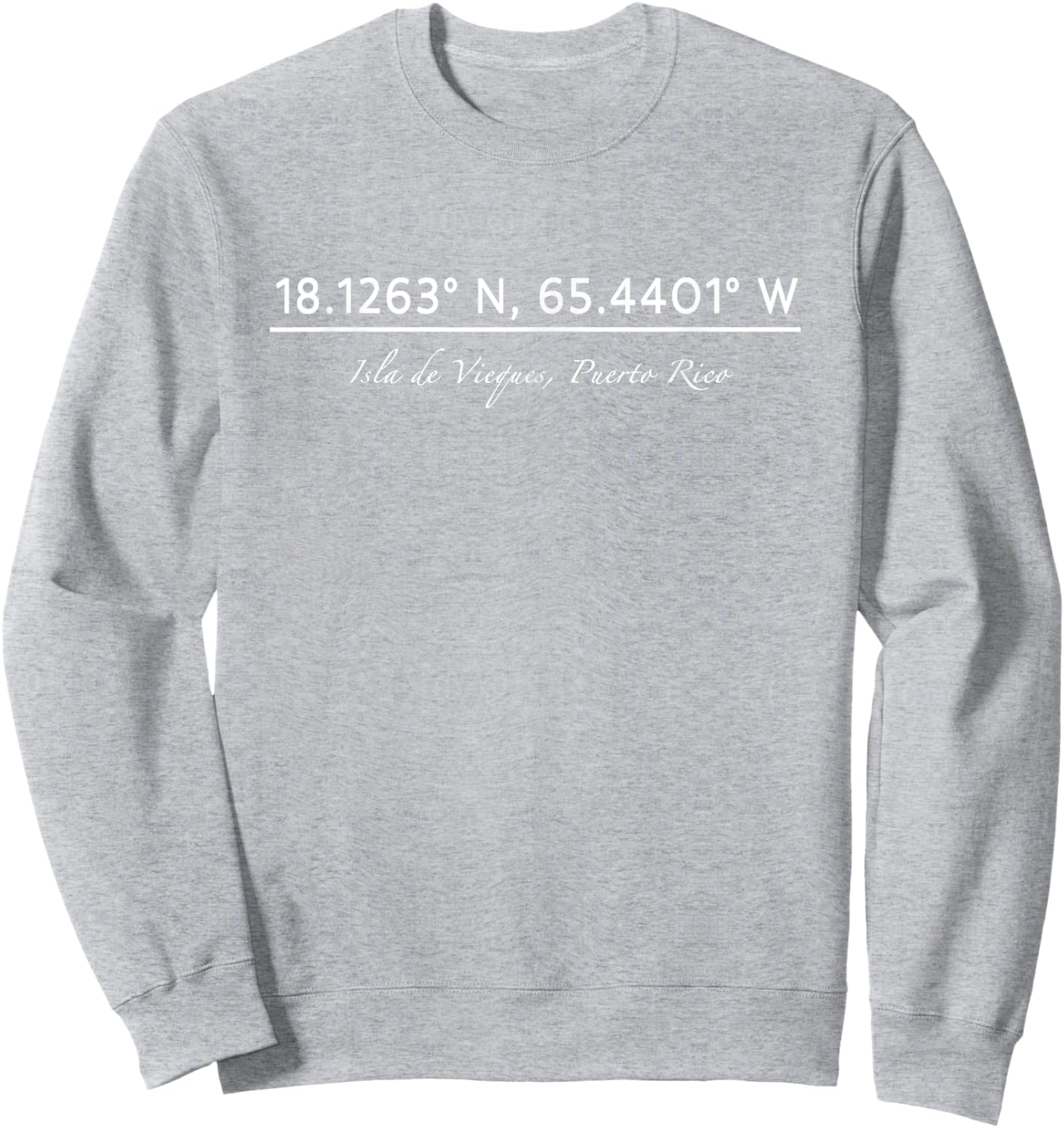 Isla de Vieques, Puerto Rico Coordinates Sweatshirt - Sweatshirt | Ash