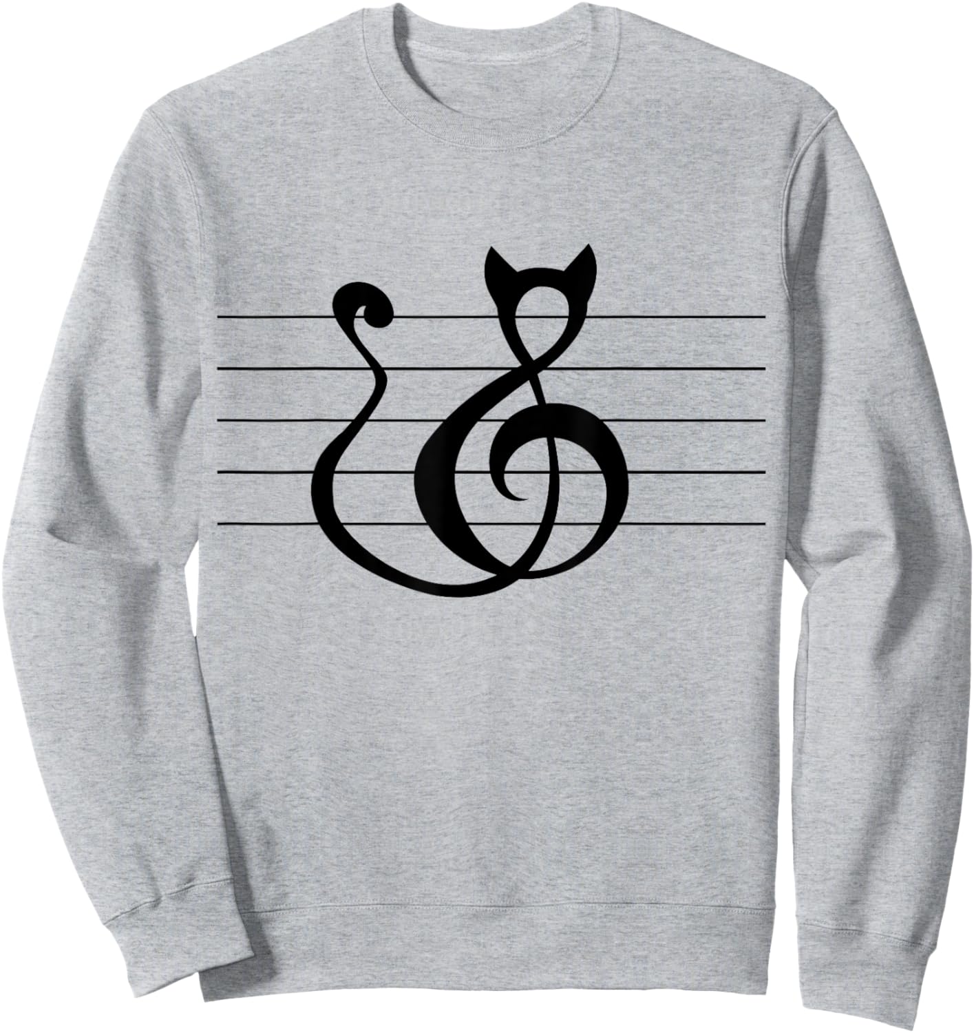 Cat Treble Clef Music and Cat Lover T Shirt Singer Animal Sweatshirt - Sweatshirt | Ash