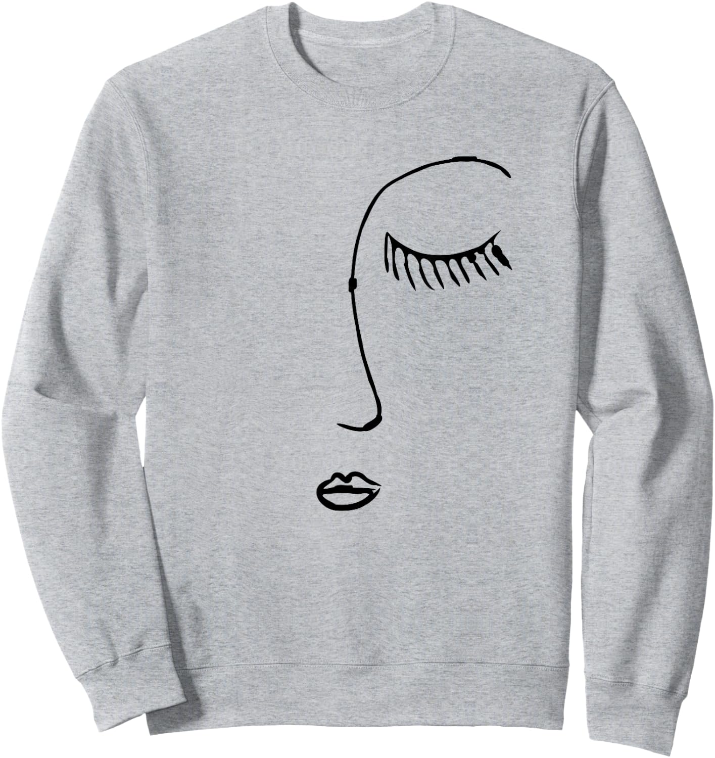 Portrait Line Drawing Sketch Face Abstract Art Sweatshirt - Sweatshirt | Ash