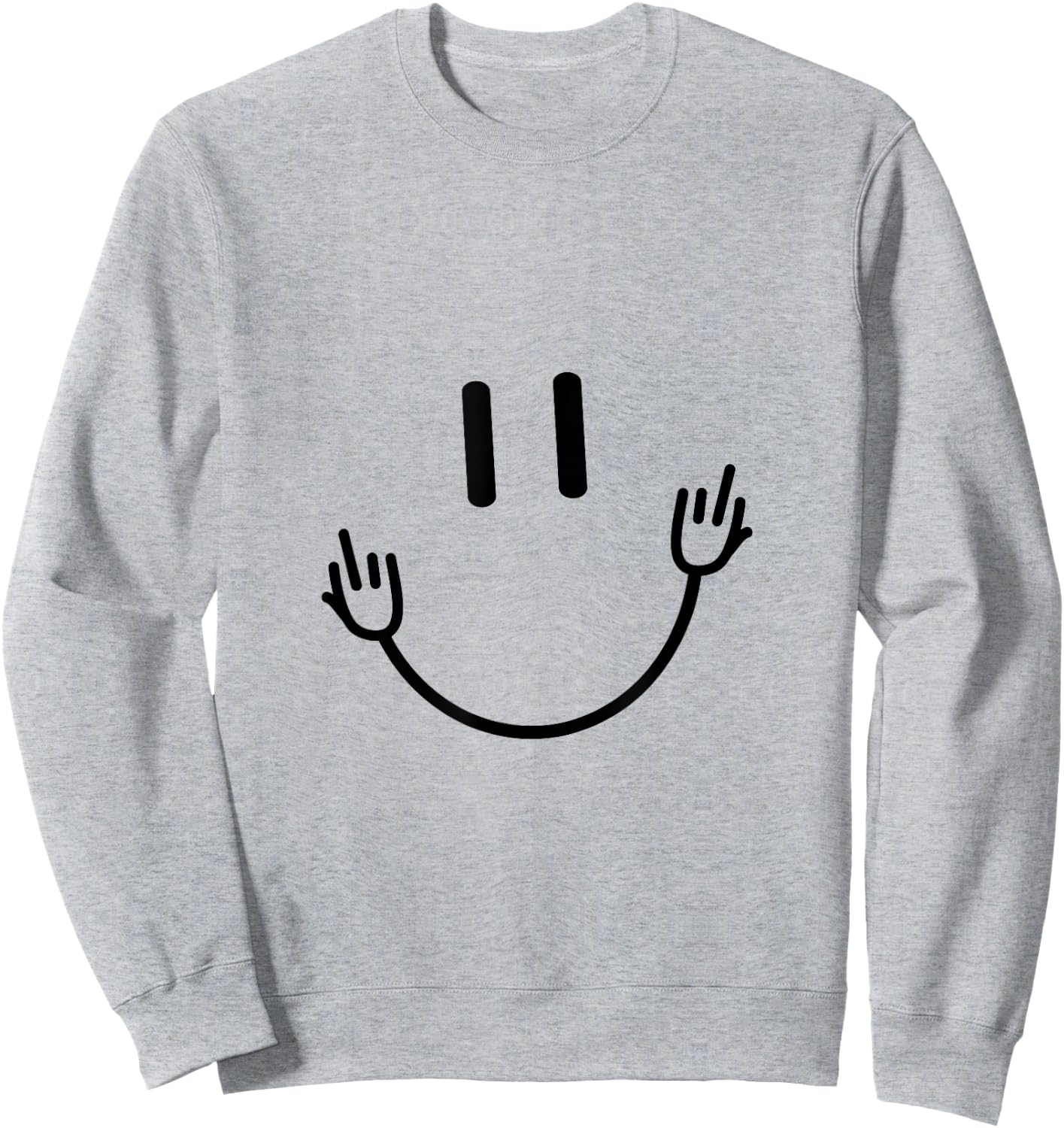 Funny Sarcastic Smile Face Middle Finger Graphic Sweatshirt - Sweatshirt | Ash