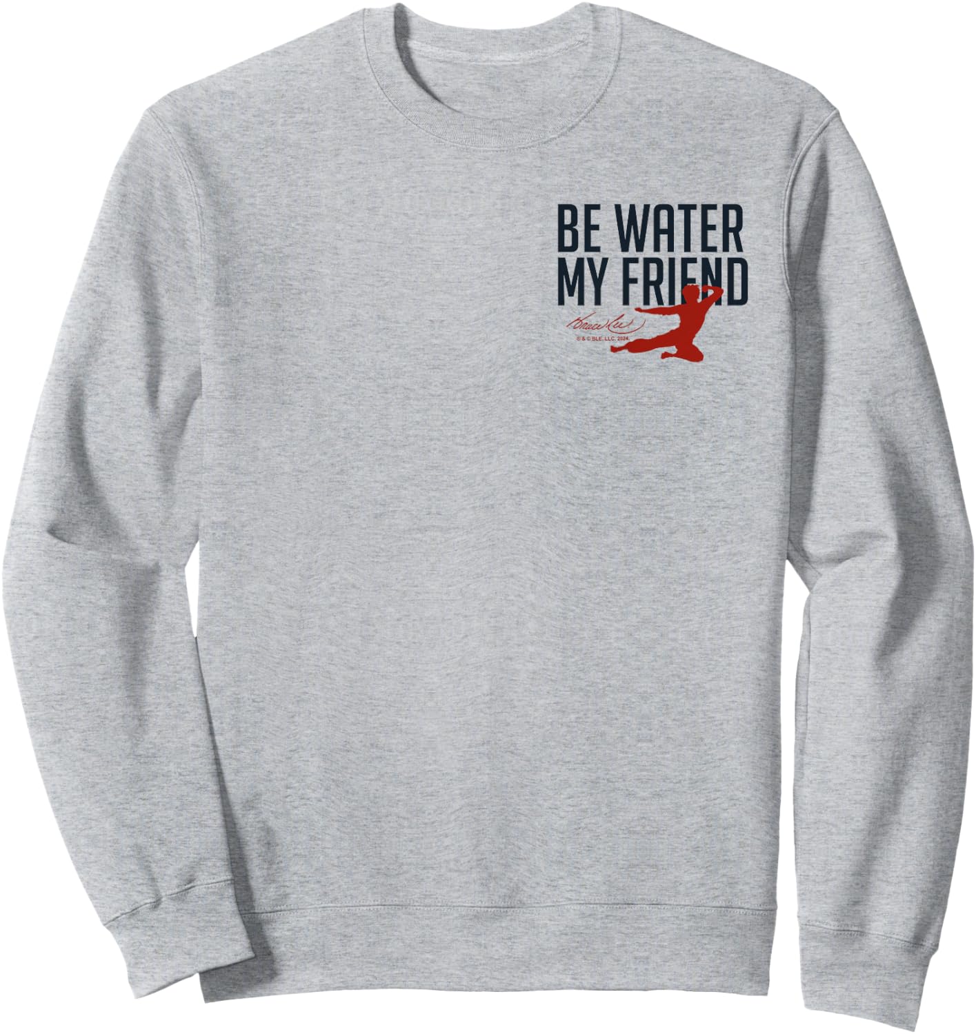 Bruce Lee Be Water My Friend Small Pocket Logo , White Sweatshirt - Sweatshirt | Ash