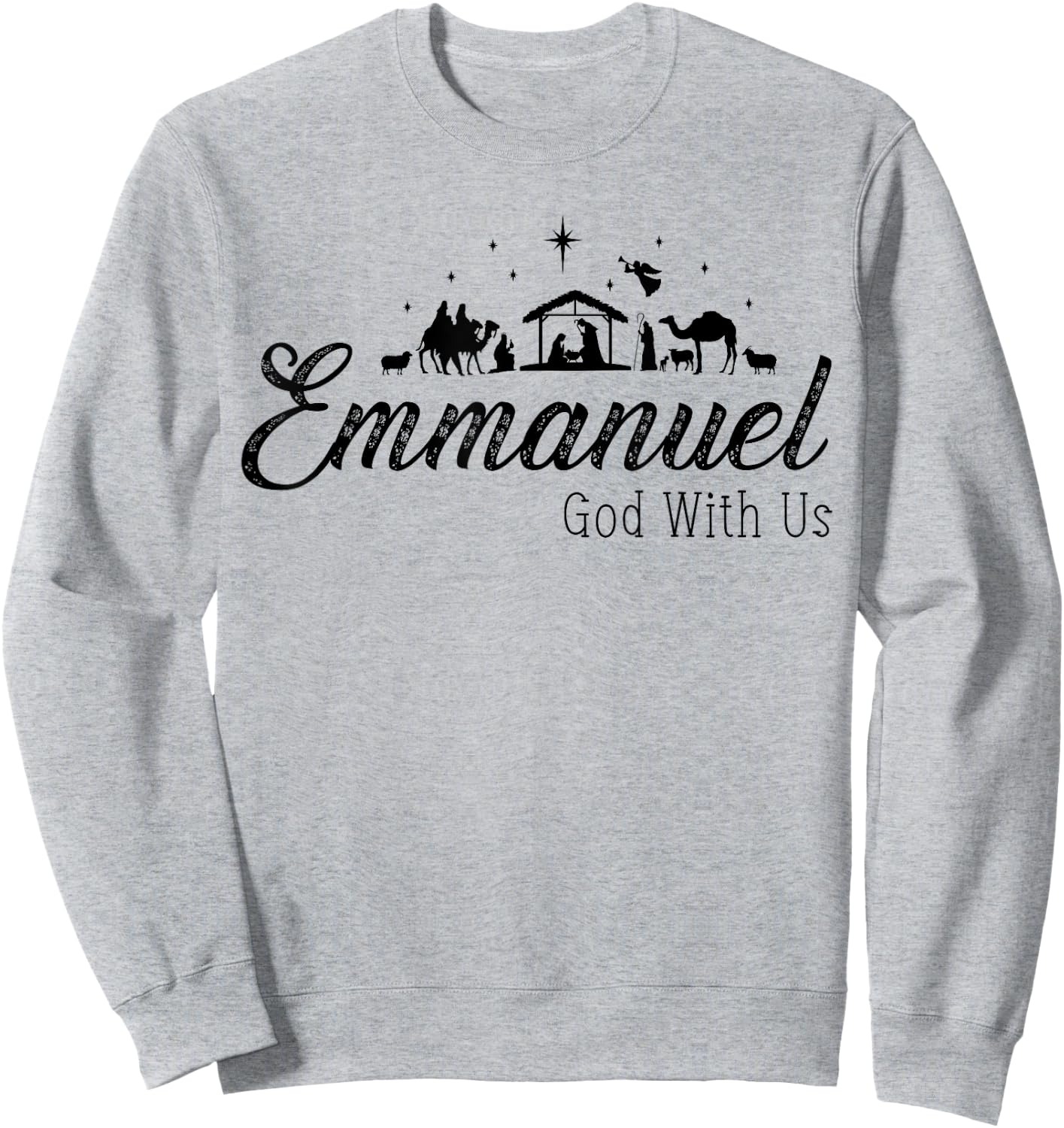 Emmanuel God With Us Nativity Scenes Christmas Christian Sweatshirt - Sweatshirt | Ash