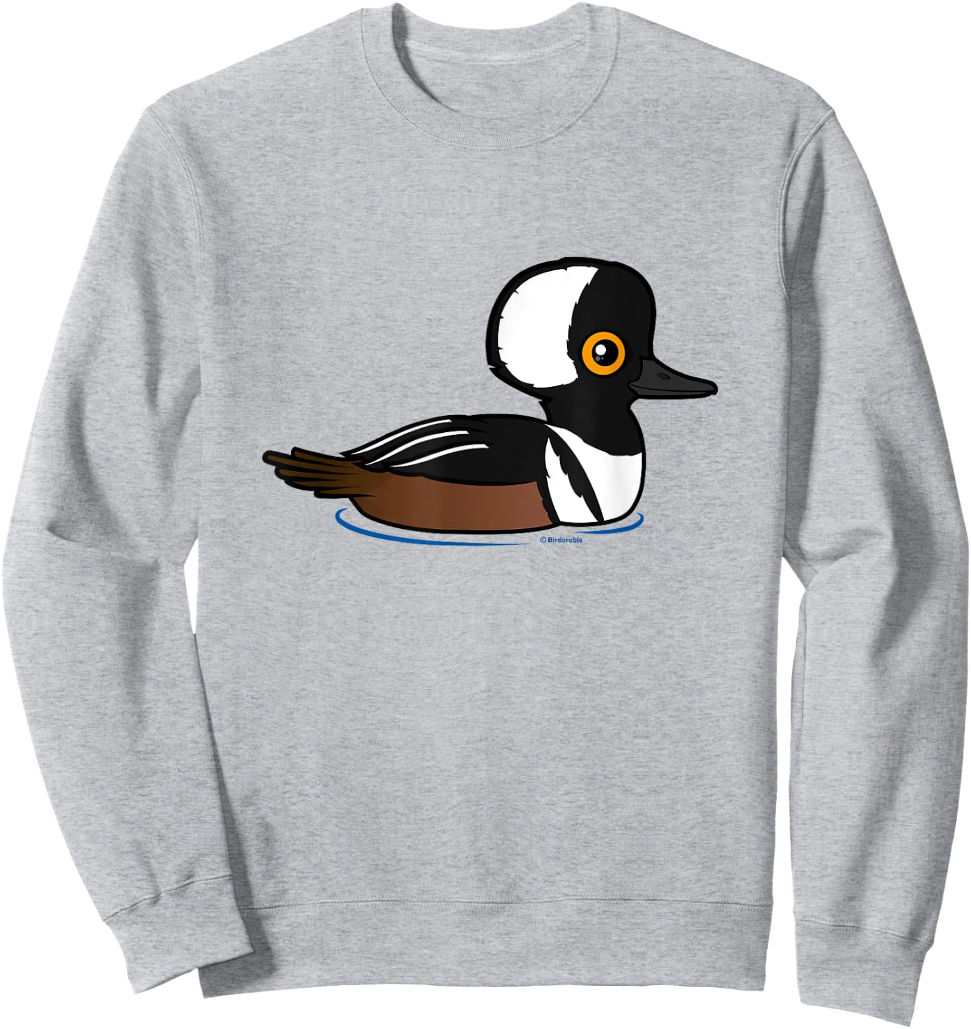 Cute Cartoon Hooded Merganser Fun Birdorable Waterfowl Duck Sweatshirt - Sweatshirt | Ash