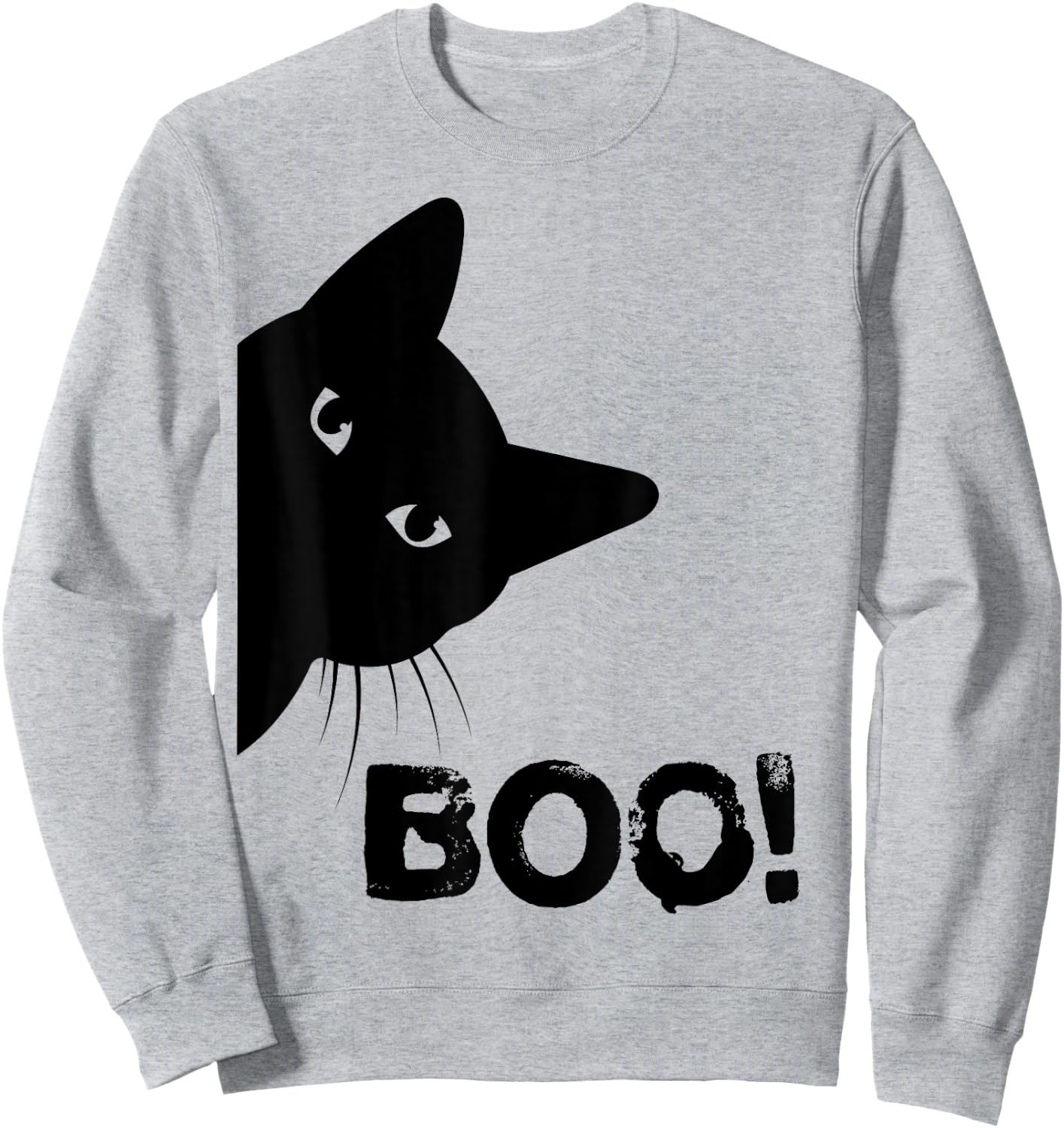 Boo! | Funny Hiding Peekaboo Scary Halloween Cat Sweatshirt - Sweatshirt | Ash