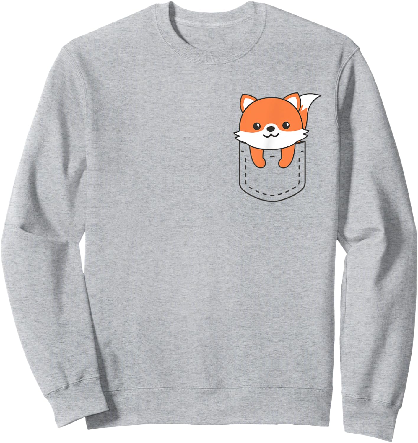 Fox In Pocket Funny Cows In Breast Pocket Cute Fox Sweatshirt - Sweatshirt | Ash