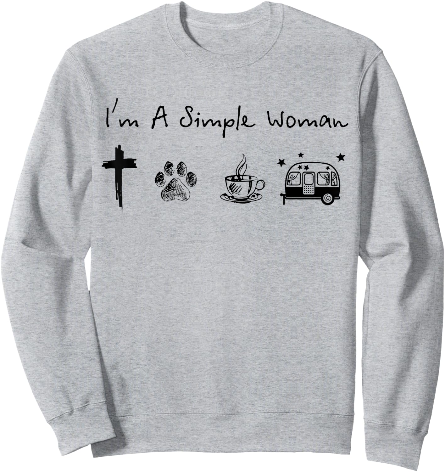 I'm a simple woman jesus dog coffee camping Sweatshirt - Sweatshirt | Ash
