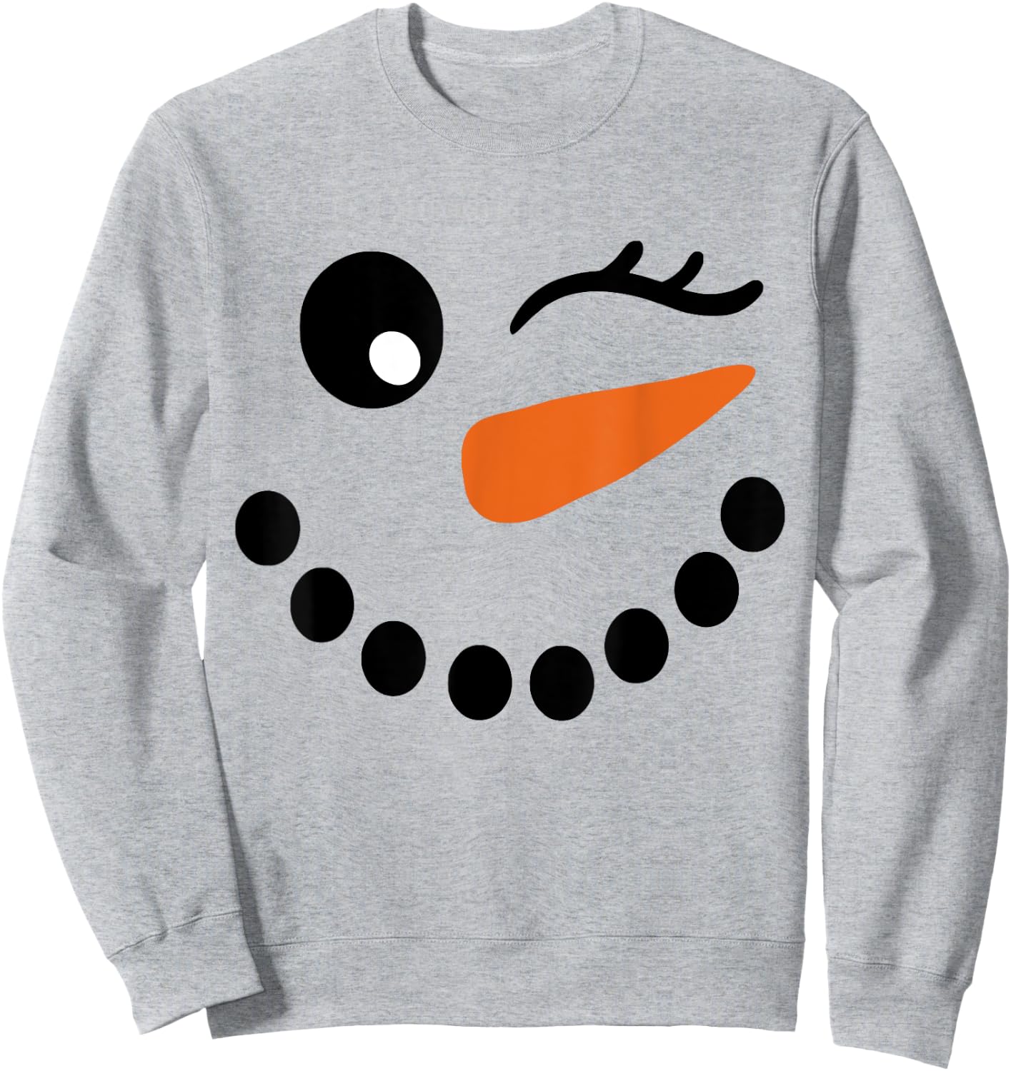 Winter Snowman Face Wink Eye Christmas Xmas For Girl Sweatshirt - Sweatshirt | Ash