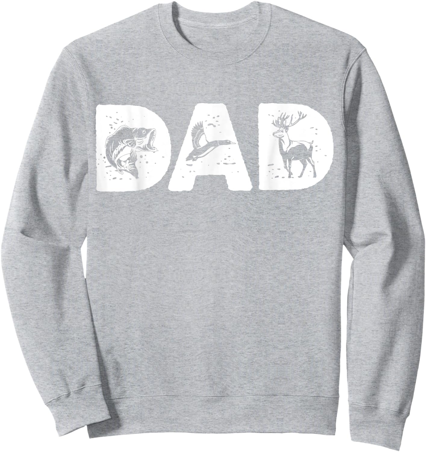 Dad Fishing Hunting Shirt Deer Duck Bass Fish Dad Papa Sweatshirt - Sweatshirt | Ash