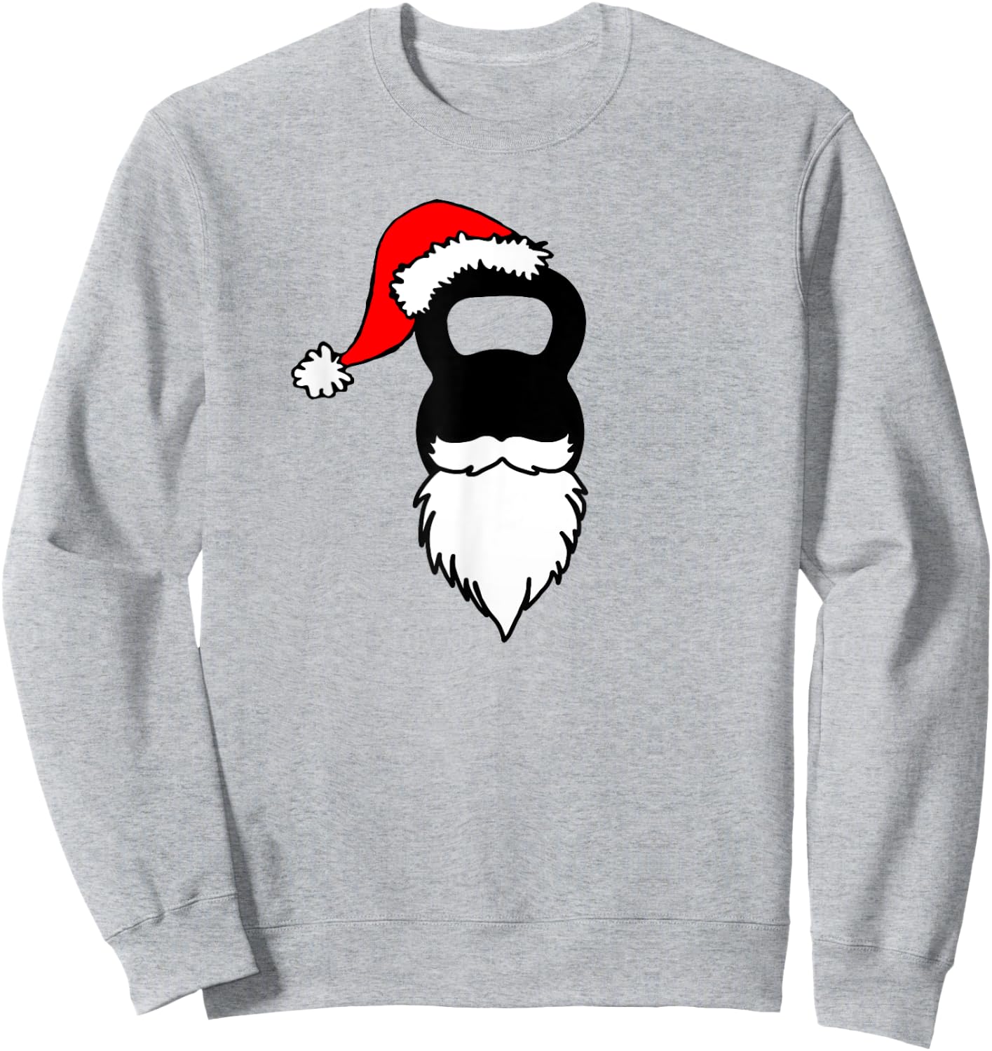 Kettlebell Santa Hat And Beard Christmas Workout Sweatshirt - Sweatshirt | Ash