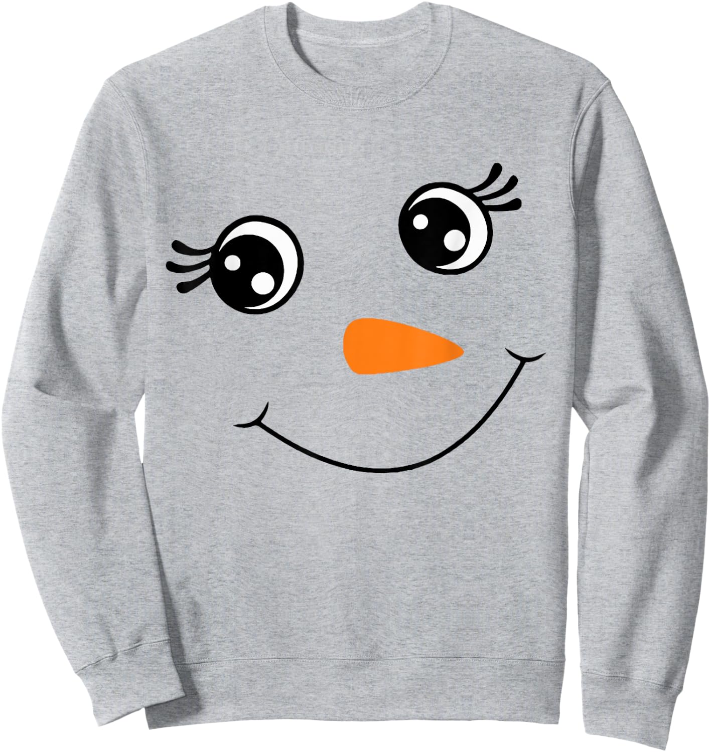 Winter Snowman Face Eyelashes Christmas Xmas For Girl Sweatshirt - Sweatshirt | Ash