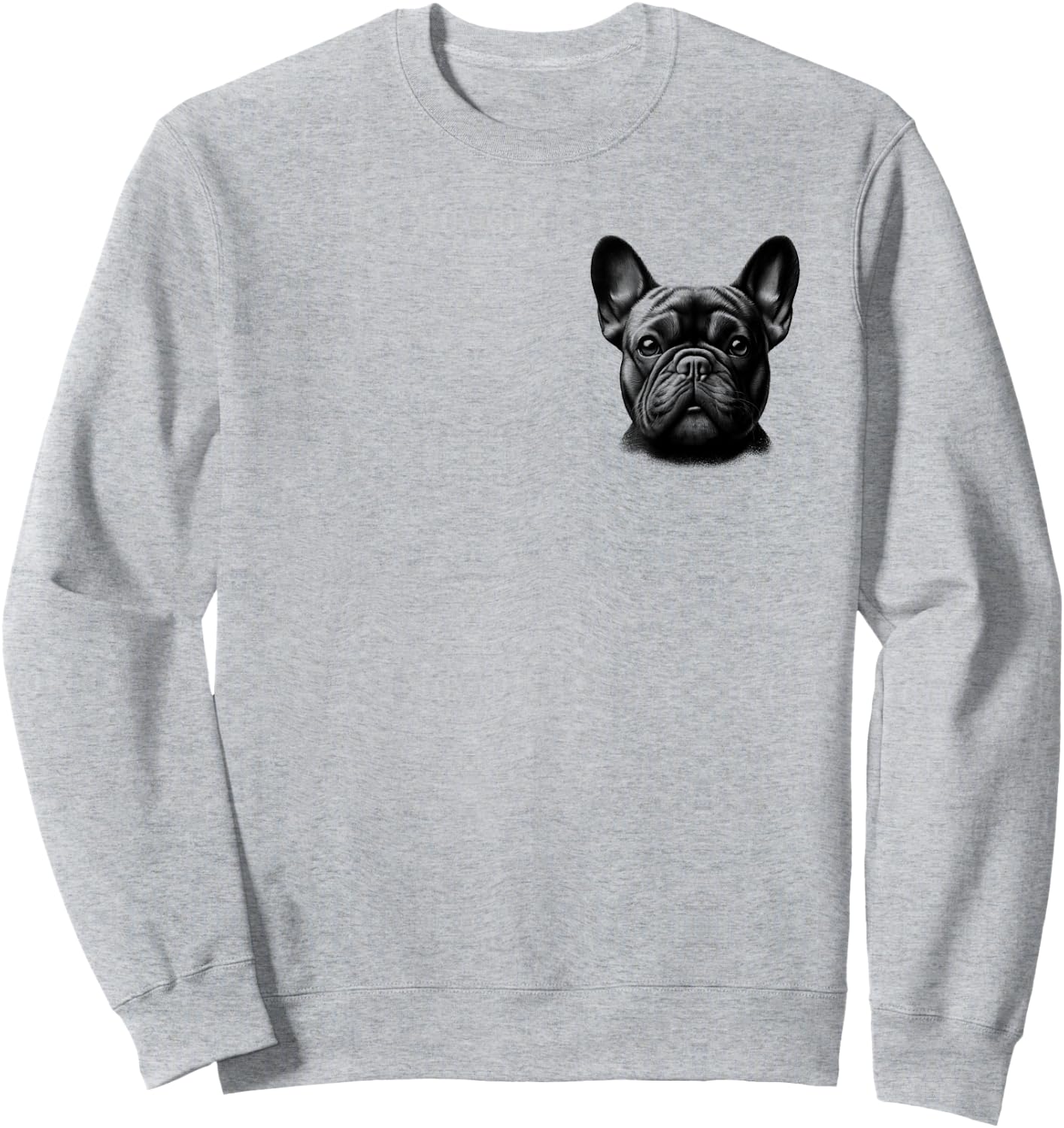 Head Portrait of Cute French Bulldog on Chest Women Girls Kids Sweatshirt - Sweatshirt | Ash