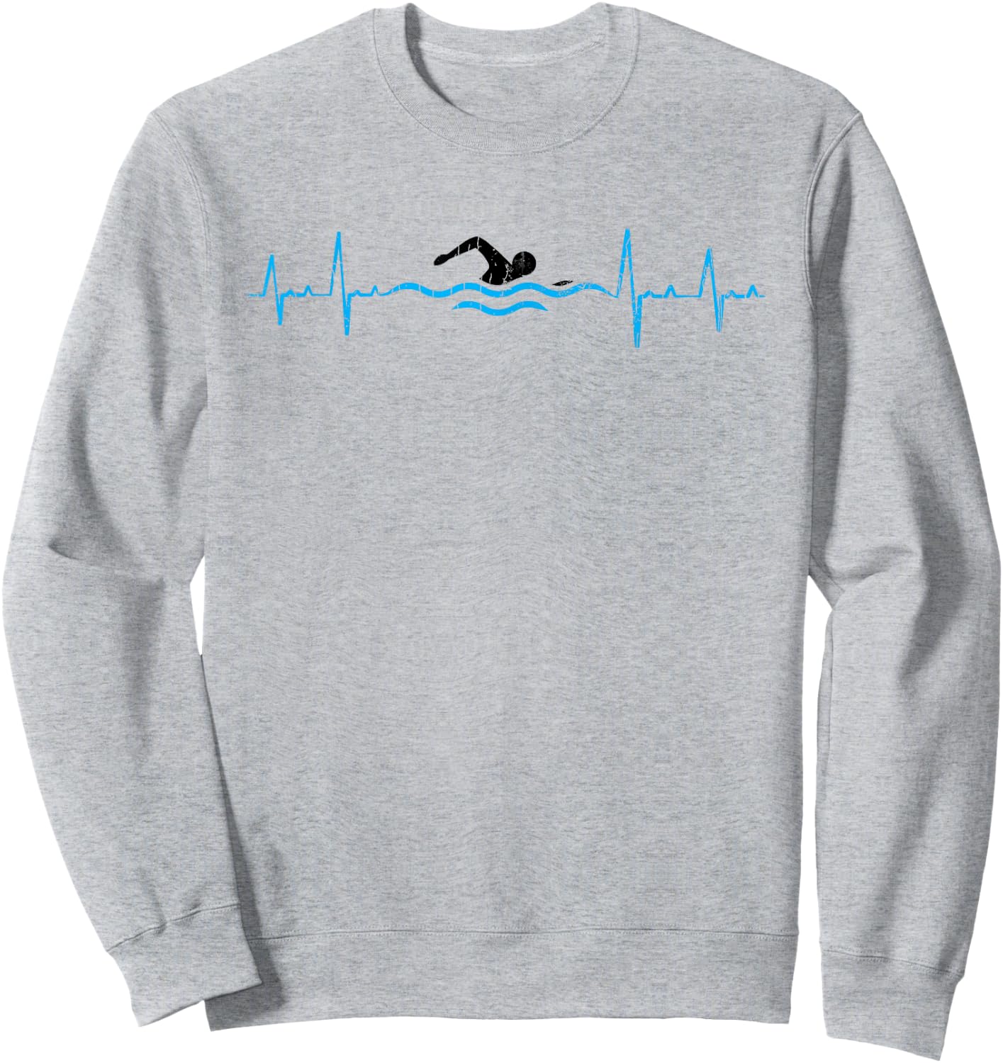 Swimming Heartbeat Funny Swimmer Swim Coach Player Graphic Sweatshirt - Sweatshirt | Ash