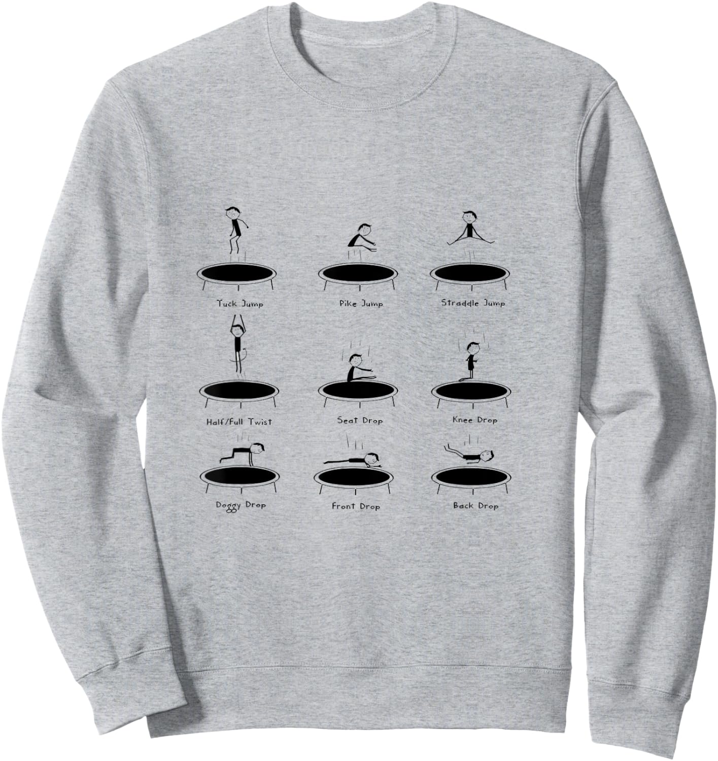 Funny Trampoline Tricks Tumbling Sticky Man Sweatshirt - Sweatshirt | Ash