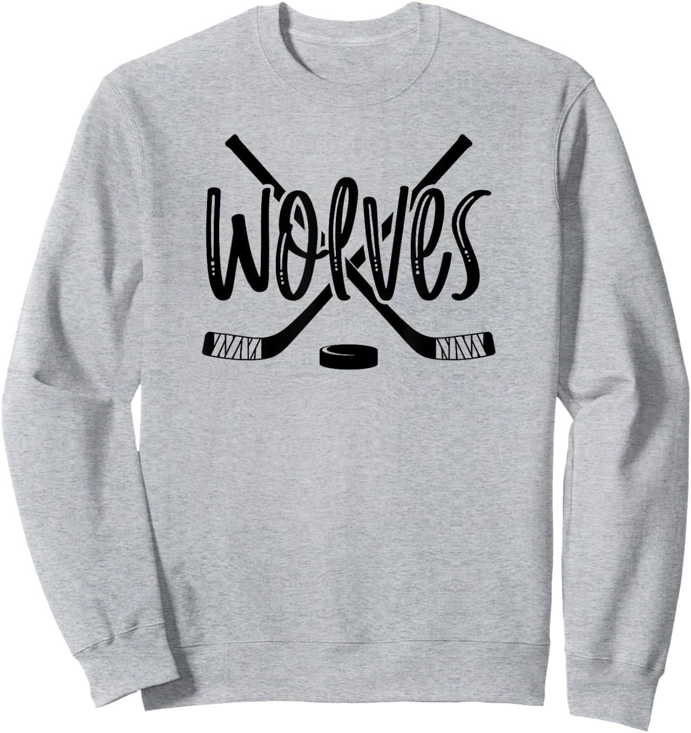 Wolves Hockey Team Mascot School Spirit Game Night Sweatshirt - Sweatshirt | Ash