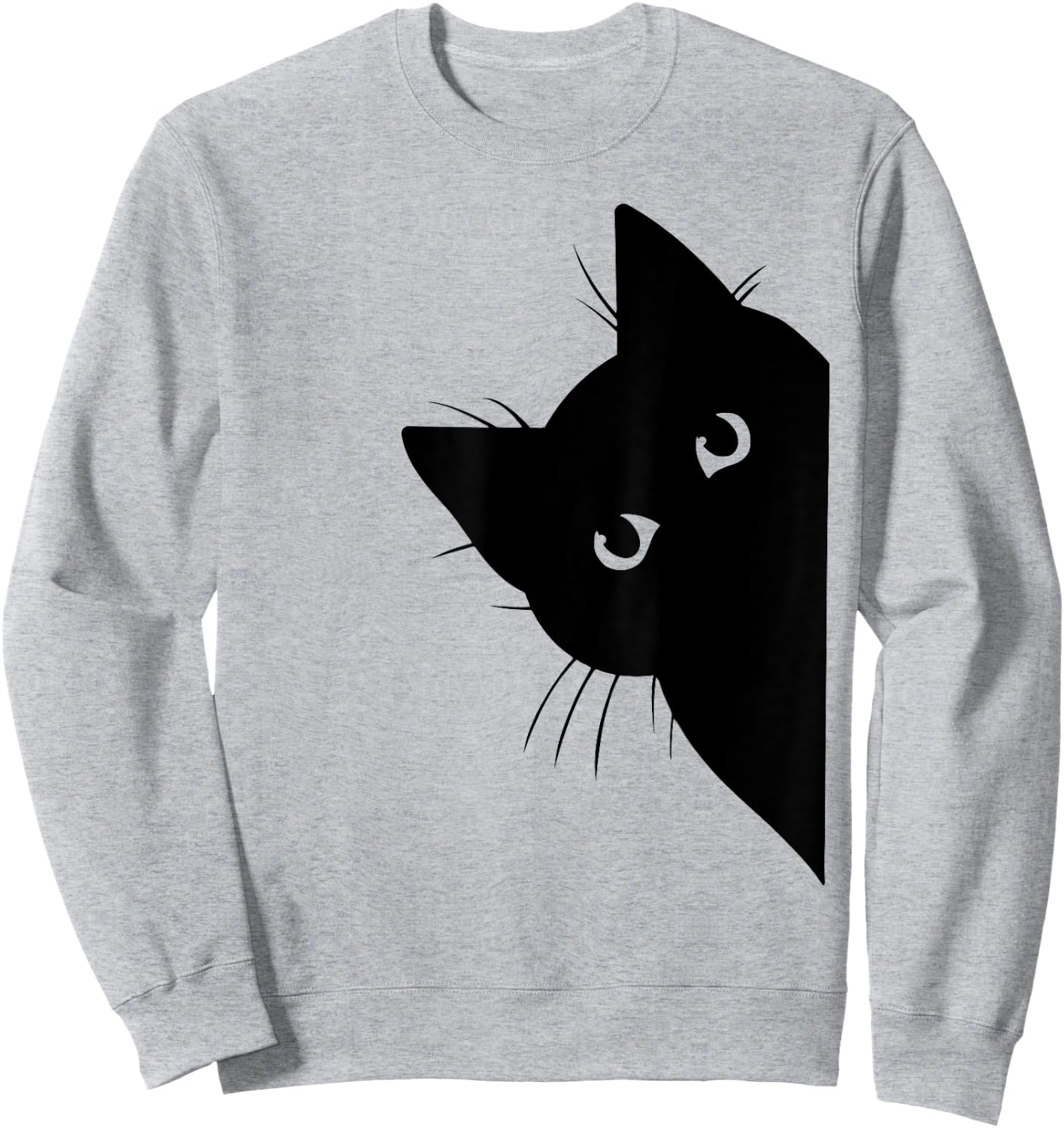 Curious Black Cat Peeking, Funny Sneaky Cat, Cat Mom Cat Dad Sweatshirt - Sweatshirt | Ash