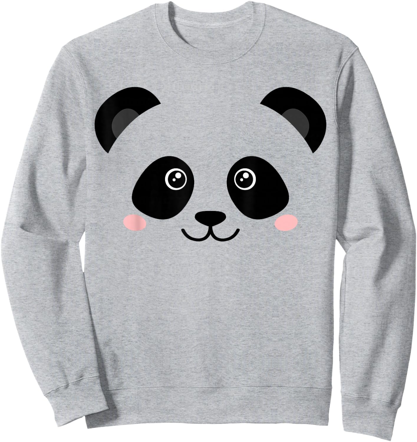 Cute Panda Face , White Sweatshirt - Sweatshirt | Ash