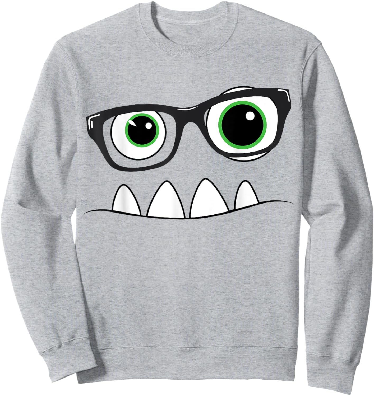 Monster Face Nerd Halloween Costume T Shirt Funny Kids Gifts Sweatshirt - Sweatshirt | Ash