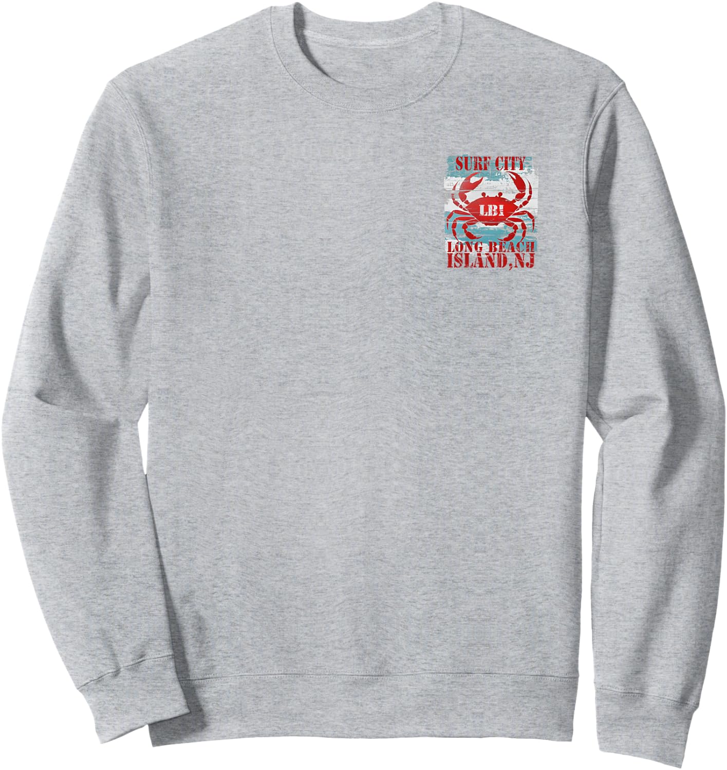 Surf City Long Beach Island NJ Nautical Coastal Rustic Crab Women Kids Sweatshirt - Sweatshirt | Ash