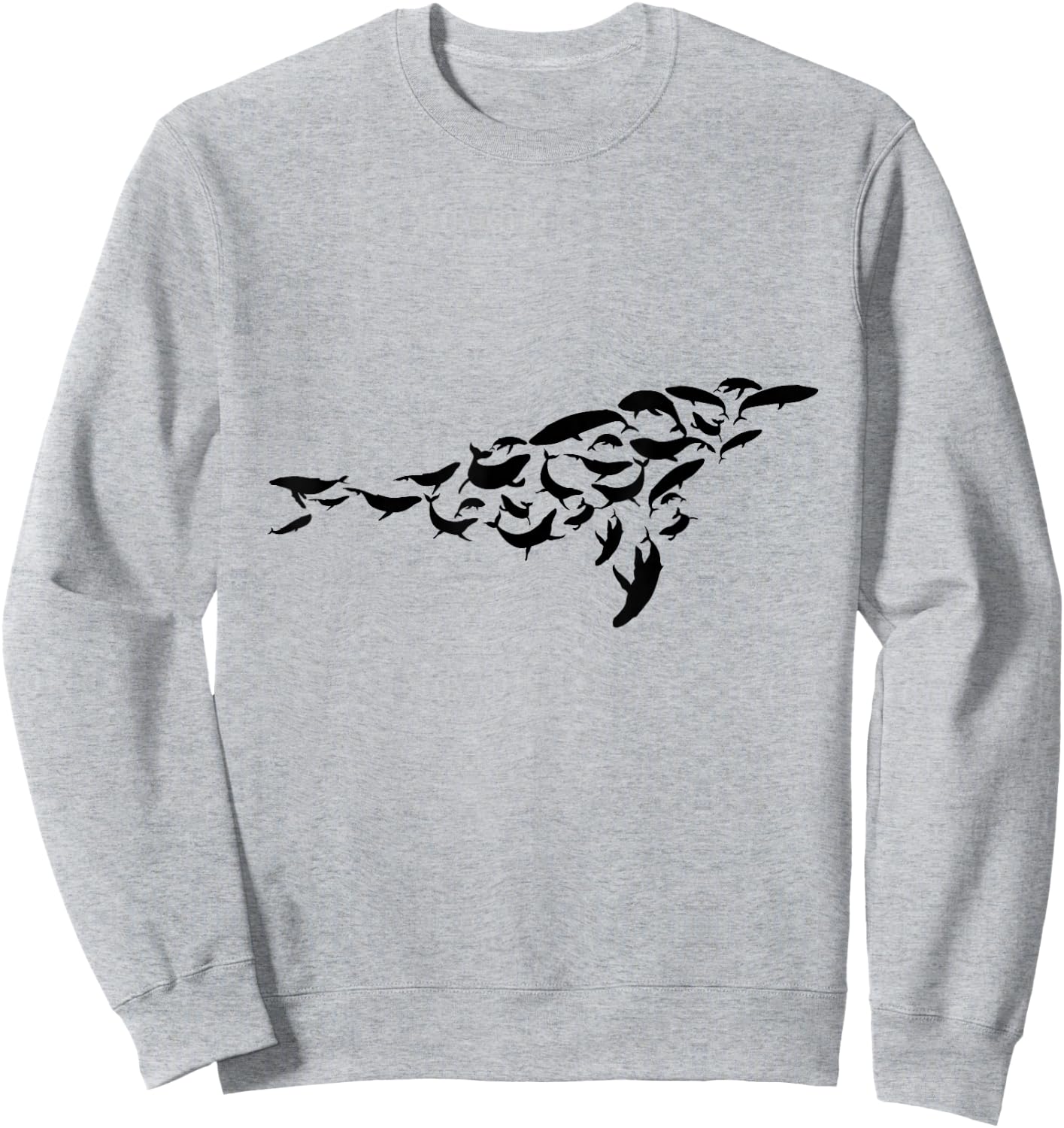 Whale Swarm Whale Shape Ocean Sea Marine Biologist Sweatshirt - Sweatshirt | Ash