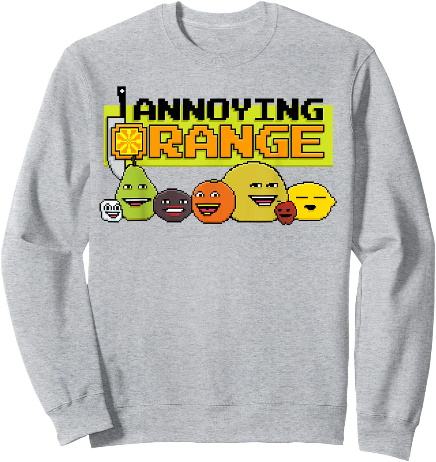 Annoying Orange 8-Bit Video Game Style Sweatshirt - Sweatshirt | Ash