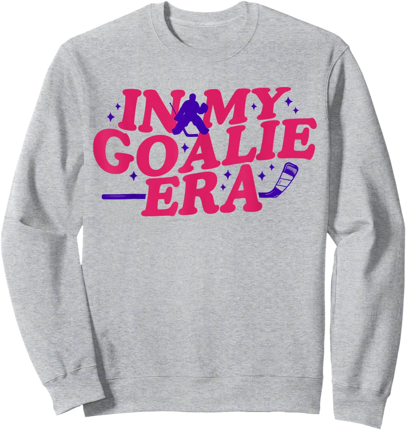 In My Goalie Era Groovy Retro Ice Hockey Girl Sweatshirt - Sweatshirt | Ash