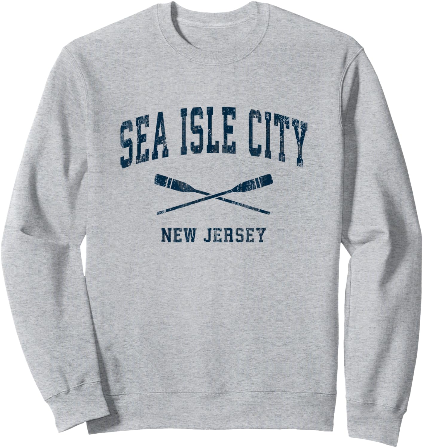 Sea Isle City New Jersey Vintage Nautical Paddles Sports Oar Sweatshirt - Sweatshirt | Ash
