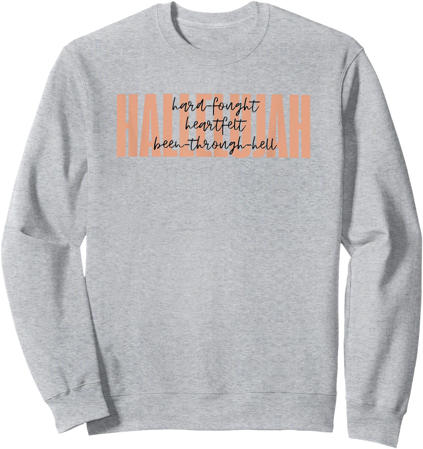 Retro Christian Worship Hard Fought Hallelujah -Adults Christian , Grey, Small, Short Sleeve Sweatshirt - Sweatshirt | Ash