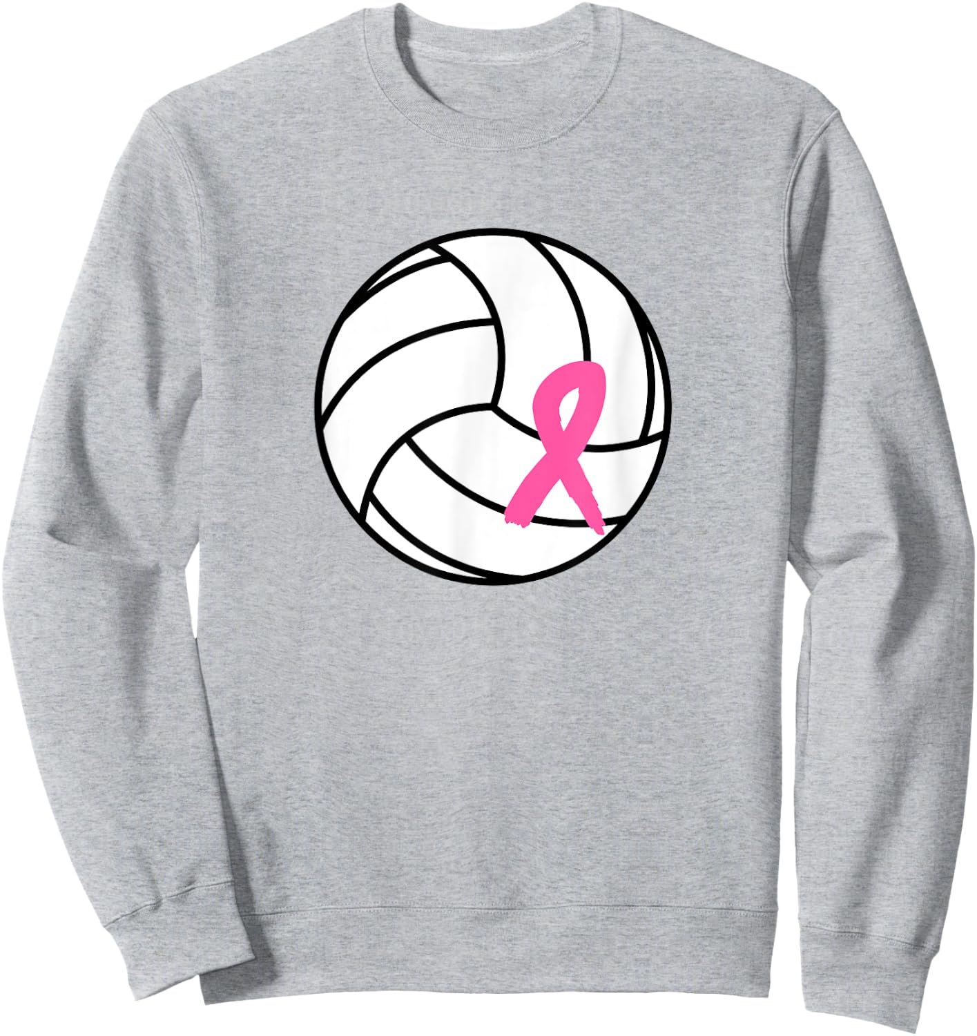 Volleyball Pink Ribbon Breast Cancer Awareness Sweatshirt - Sweatshirt | Ash