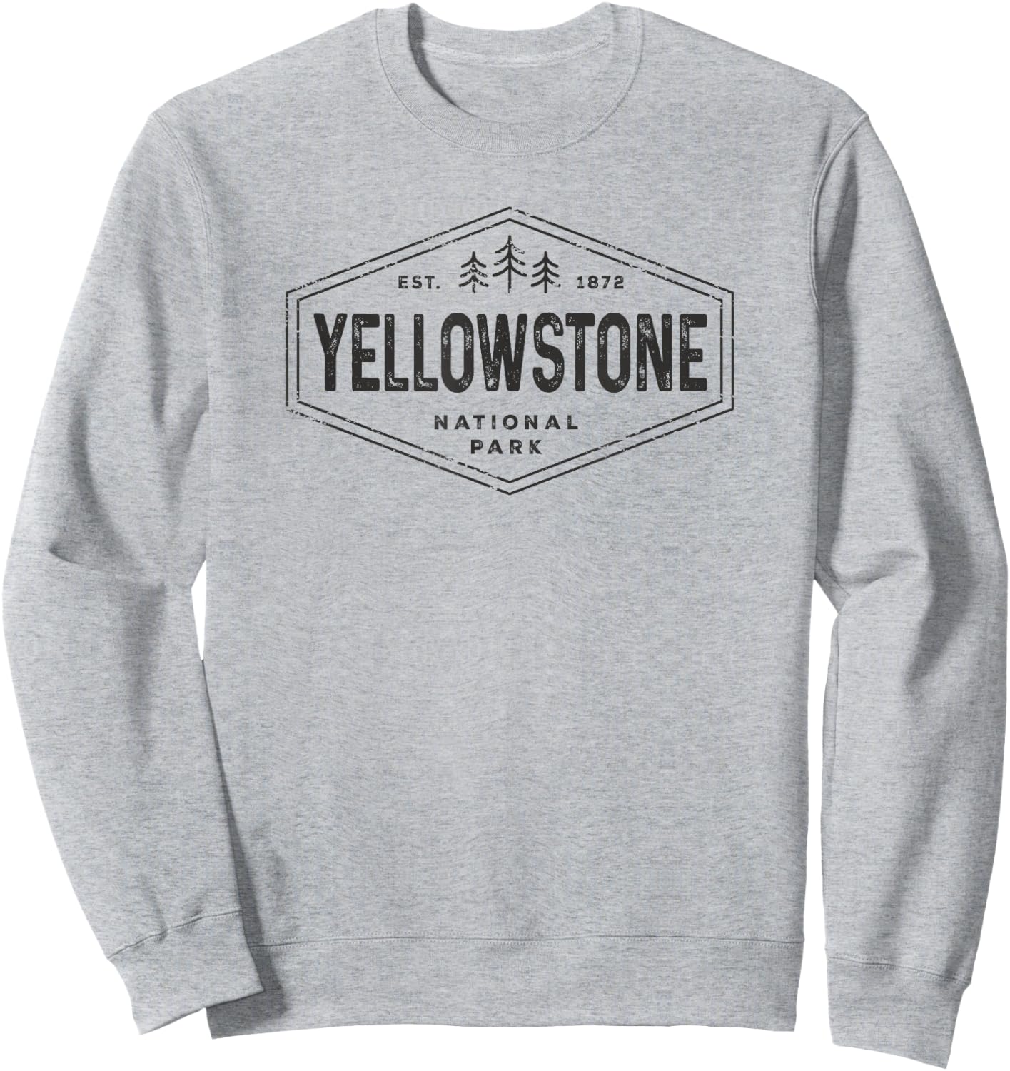 Yellowstone National Park Shirt Vintage Hexagon Badge Hike Sweatshirt - Sweatshirt | Ash