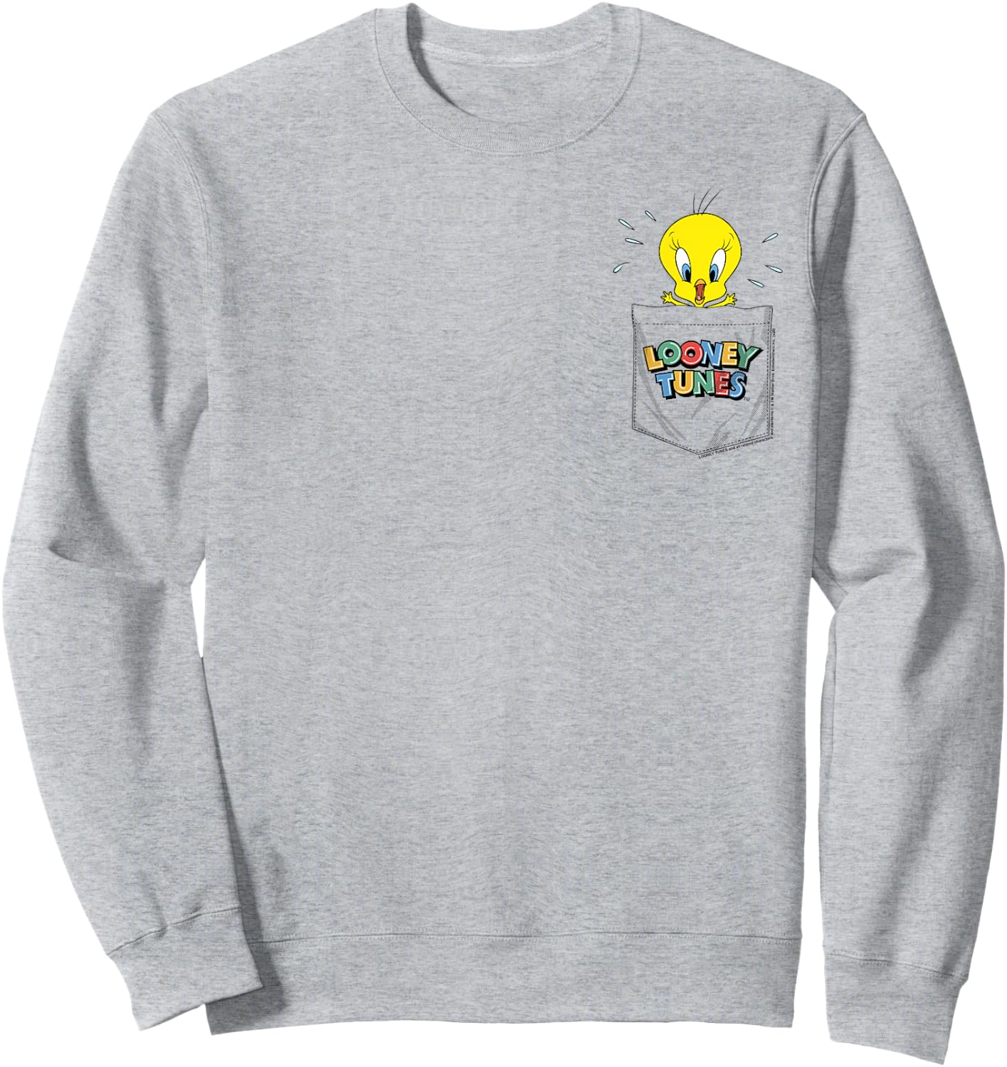 Looney Tunes Tweety Bird Faux Pocket Sweatshirt - Sweatshirt | Ash