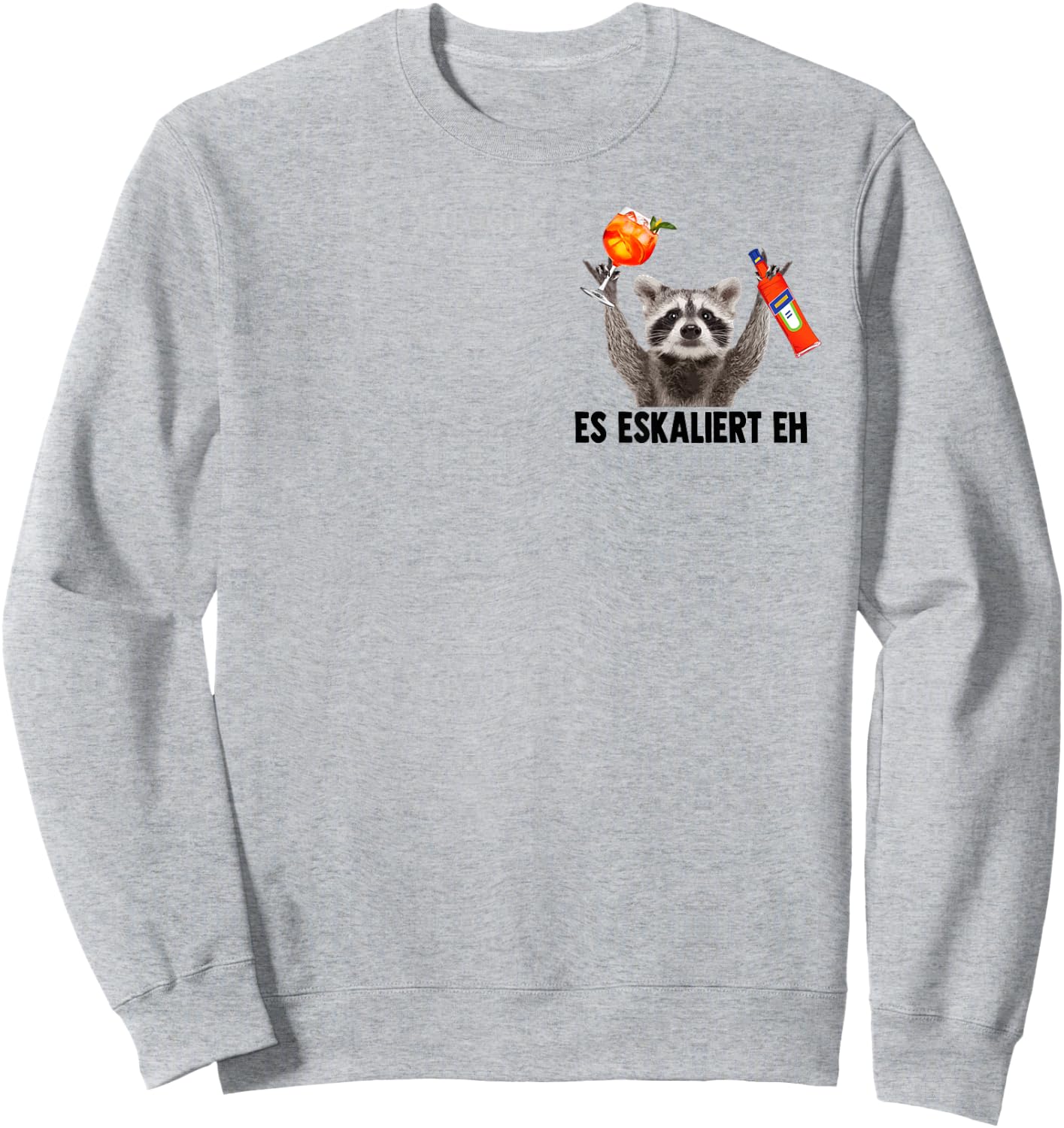 ES ESKALIERT EH X Raccoon Meme Racoon X Pedro Spritz , White Sweatshirt - Sweatshirt | Ash