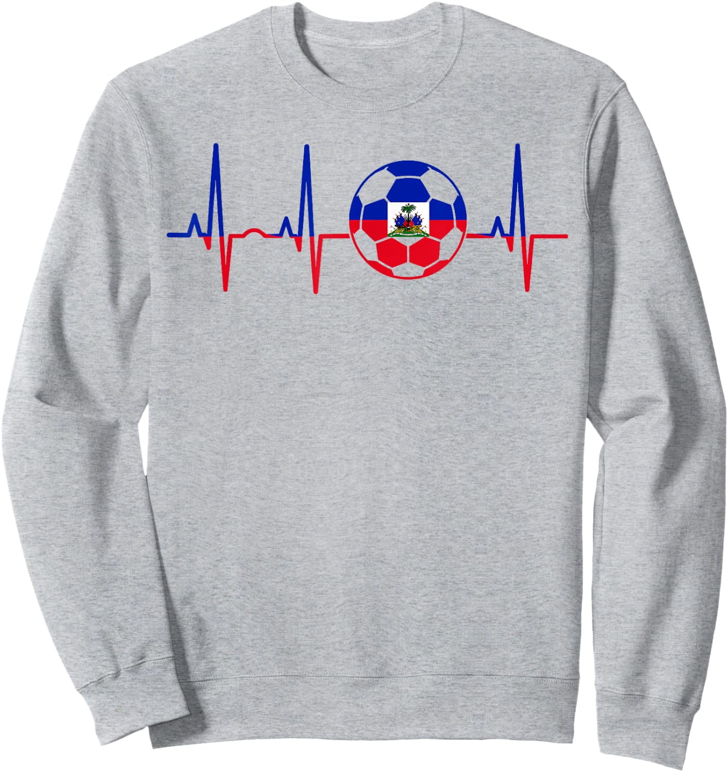 Haiti Haitian Flag Pride Men Women Kids Haitian Heartbeat Sweatshirt - Sweatshirt | Ash
