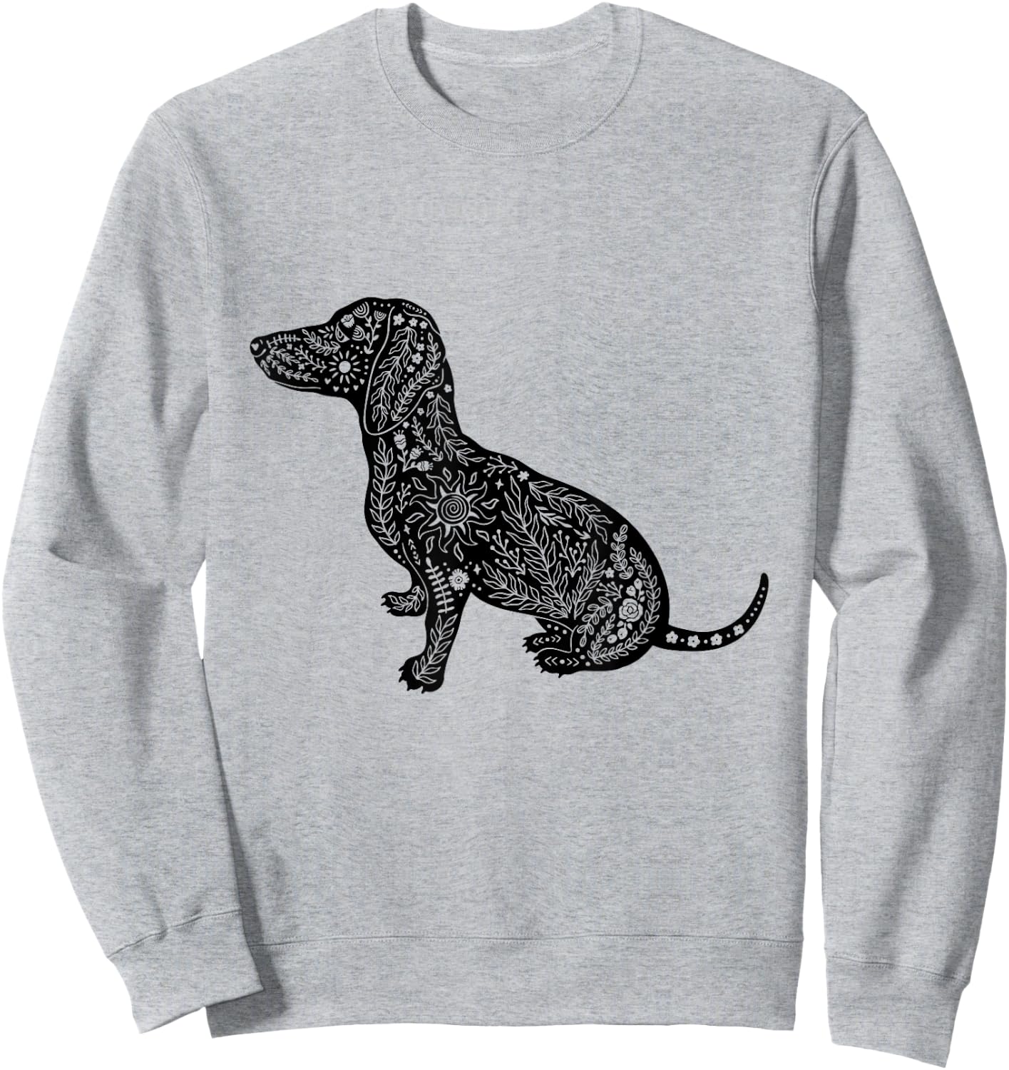 Dachshund Dog Breed Pet Animal Lover Boho Floral Women Sweatshirt - Sweatshirt | Ash