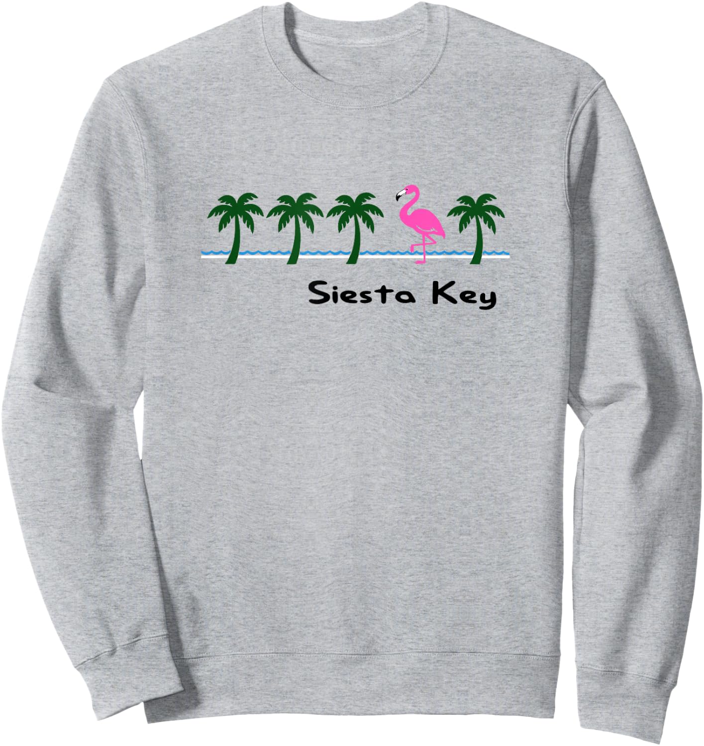 Siesta Key FL Retro Flamingo Souvenirs Graphic Sweatshirt - Sweatshirt | Ash