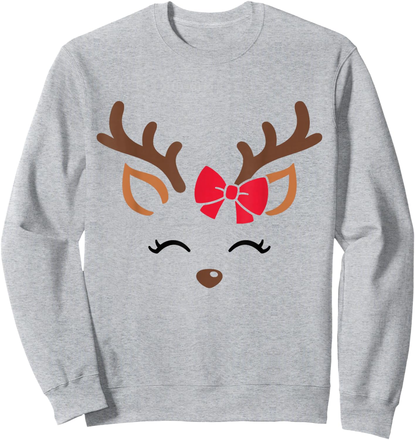 Reindeer Face Glasses Christmas Costume Xmas Pajama Girls Sweatshirt - Sweatshirt | Ash