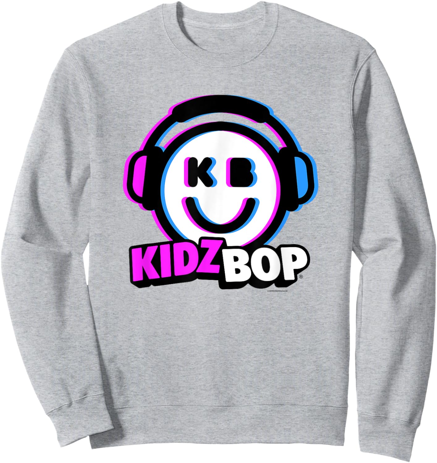 KIDZ BOP Merch – KIDZ BOP Smiley Headphones Design Sweatshirt - Sweatshirt | Ash