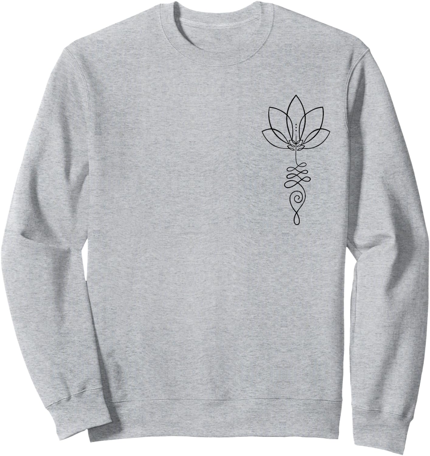 Yoga Lover Outfit Unalome Enlightenment Symbol with Lotus Flower Sweatshirt - Sweatshirt | Ash
