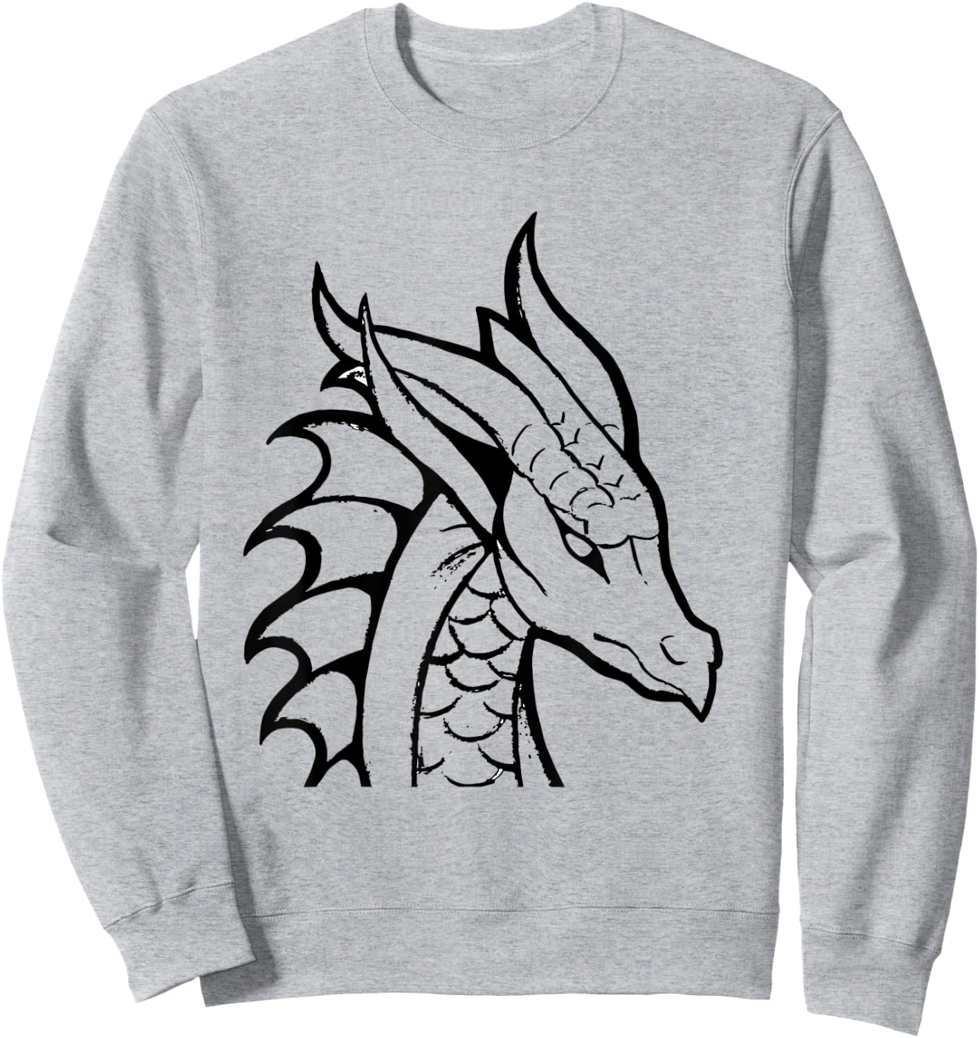 Dragon Sketch Drawing Graphic Art Silhouette Cute Funny Sweatshirt - Sweatshirt | Ash