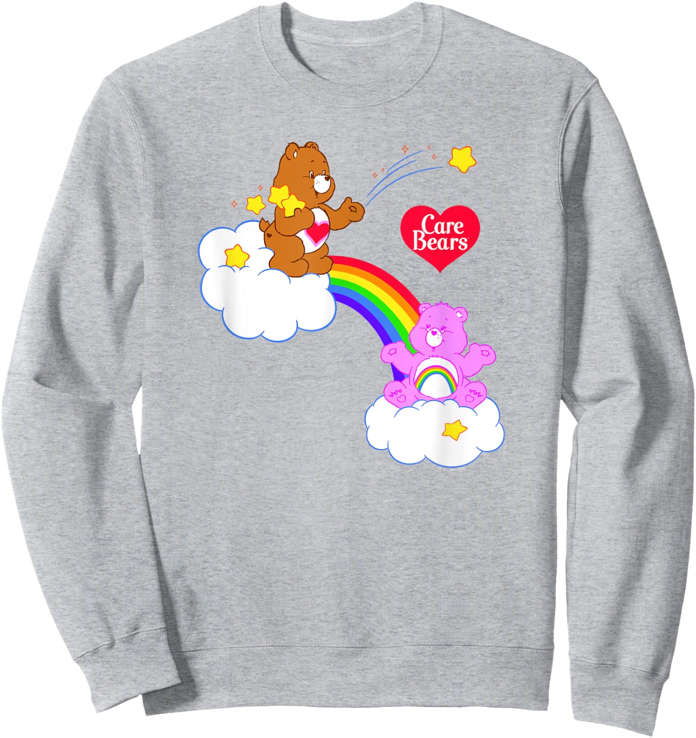 Care Bears Tenderheart Bear & Cheer Bear Rainbow Cloudy Duo Sweatshirt - Sweatshirt | Ash