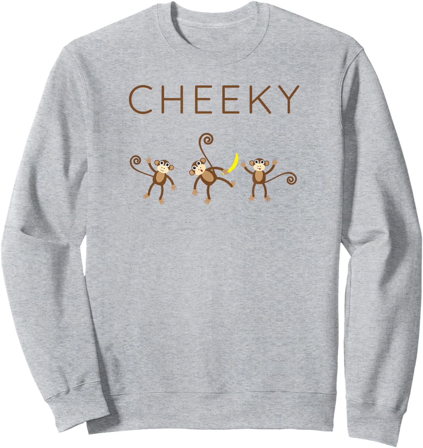 Cheeky Monkey Playful Jungle Humor Sweatshirt - Sweatshirt | Ash