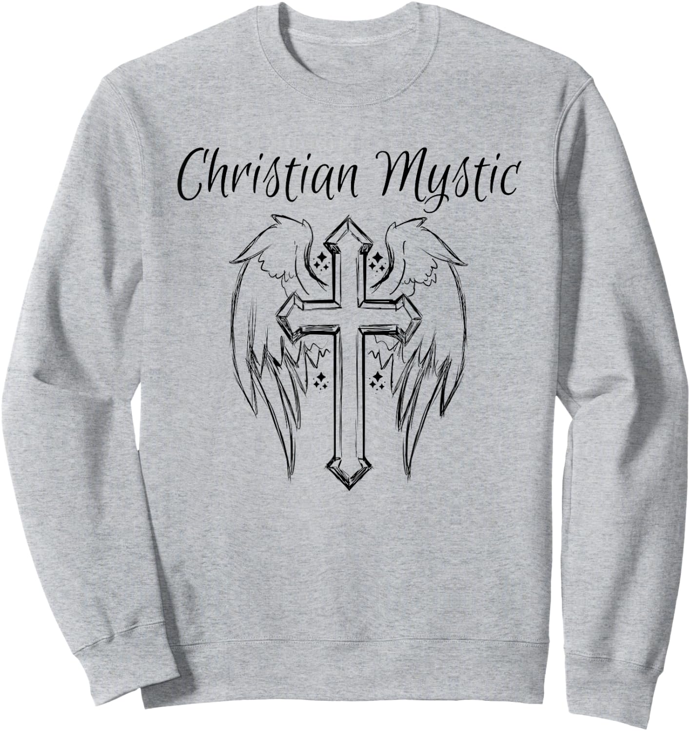 Christian Mystic Angel Cross Shirt Psychic Gift Sweatshirt - Sweatshirt | Ash
