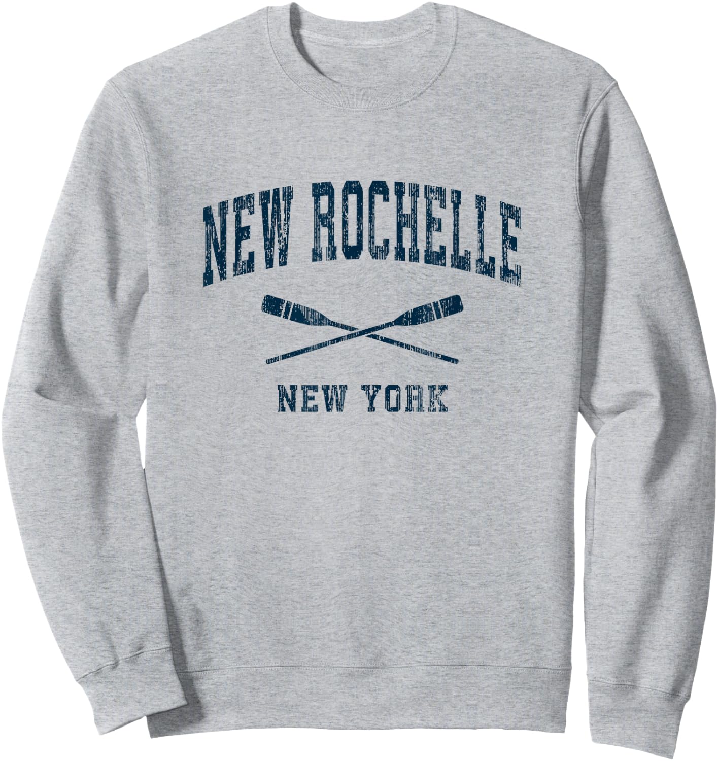 New Rochelle New York Vintage Nautical Paddles Sports Oars Sweatshirt - Sweatshirt | Ash