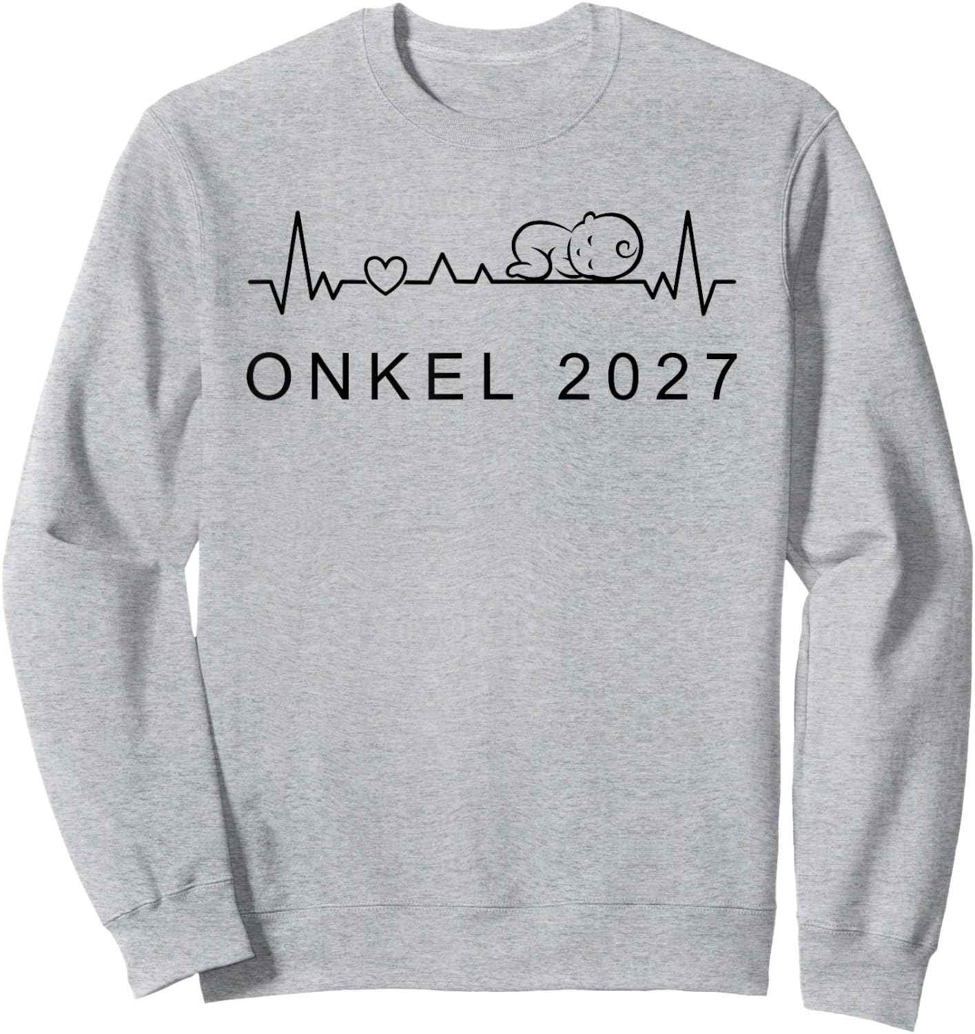 Onkel 2027 Herzschlag Mit Baby Schwangerschaft verkünden Sweatshirt - Sweatshirt | Ash
