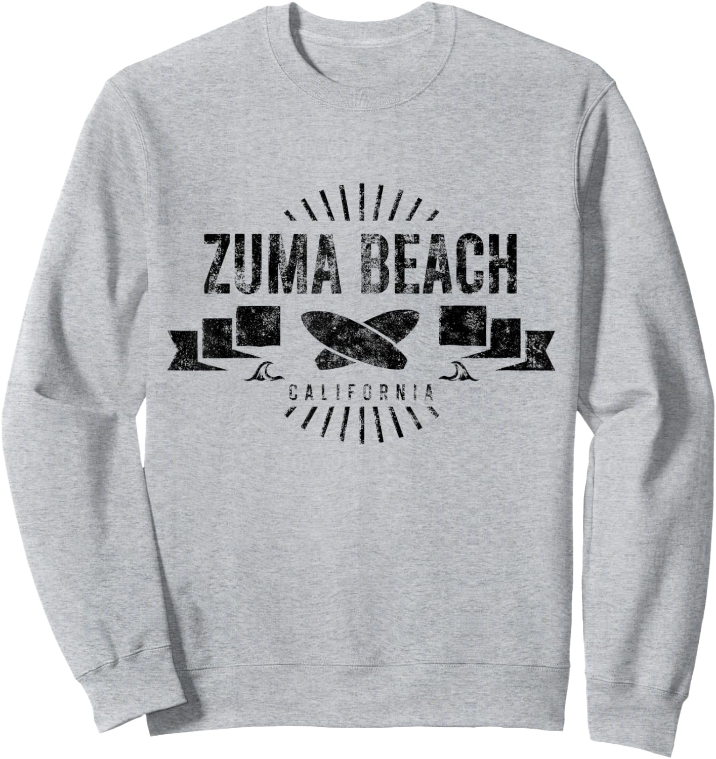 Zuma Beach California Surf Vintage Surfing Retro Surfboard Sweatshirt - Sweatshirt | Ash